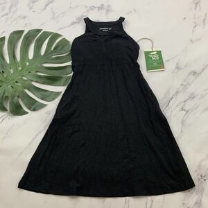 Toad & Co Avalon Dress Size XS New Black Organic Cotton Pockets Shelf Bra